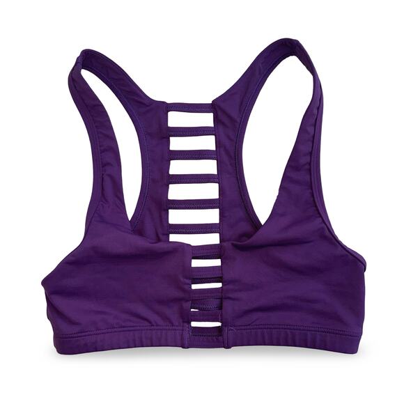 Victoria’s Secret PINK Purple Strappy Back Sports Bra XS Racerback Caged Style - Picture 1 of 6
